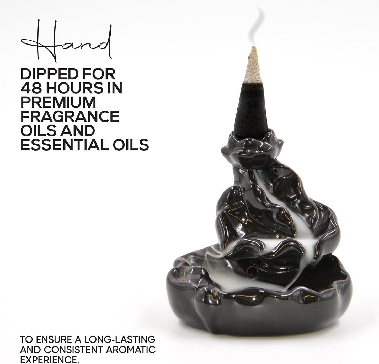 Lavender Charcoal Incense Cones 2" BACKFLOW - 60 Pack Bulk - Natural Scented Cones Handmade Hand Dipped