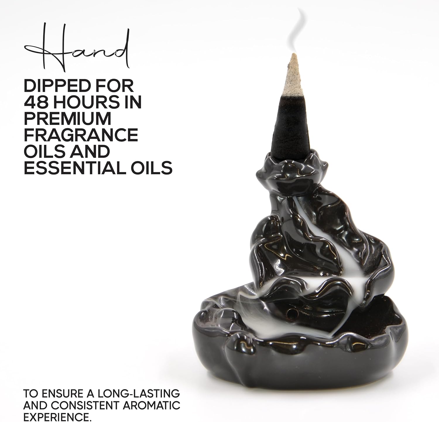 Lavender Charcoal Incense Cones 2" BACKFLOW - 60 Pack Bulk - Natural Scented Cones Handmade Hand Dipped