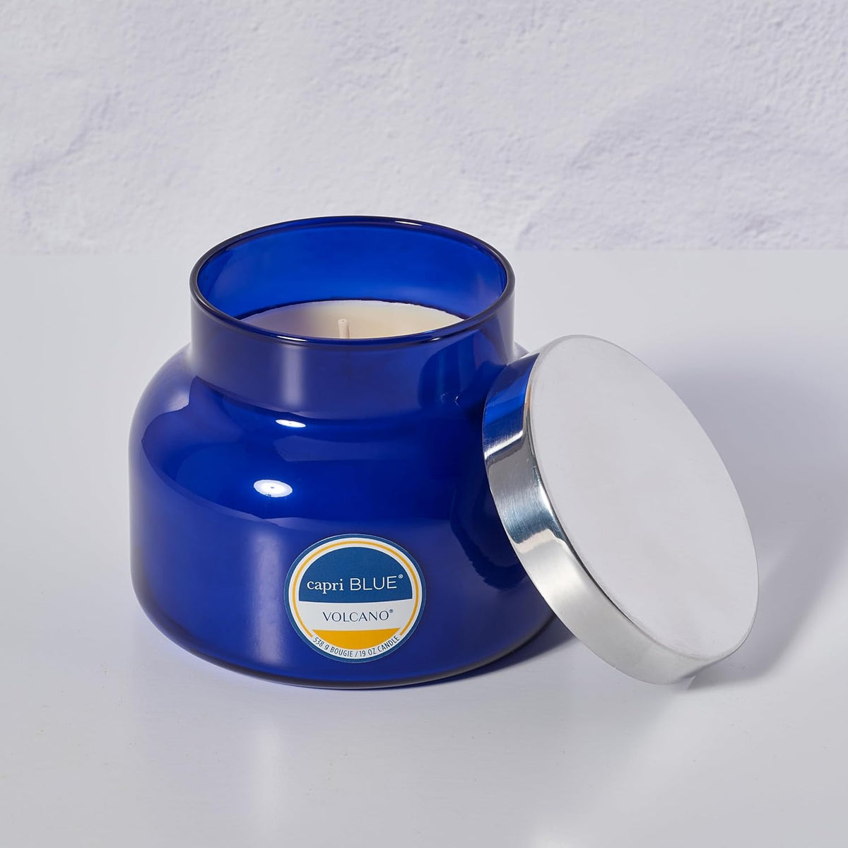 Capri Blue Volcano Scented Candles - Luxury Glass Jar Candles for Home Scented with Tropical Fruit &amp; Sugared Citrus - Soy Wax Blend - Blue Color (19 oz)