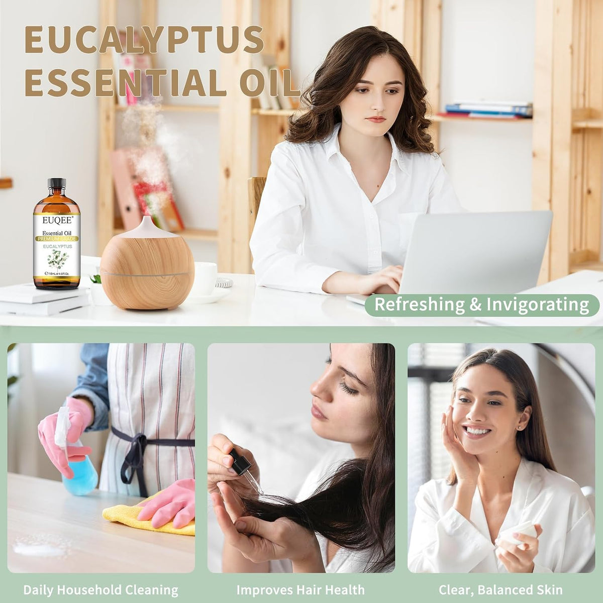 EUQEE Eucalyptus Essential Oil for Spray 118ml/4Fl.Oz