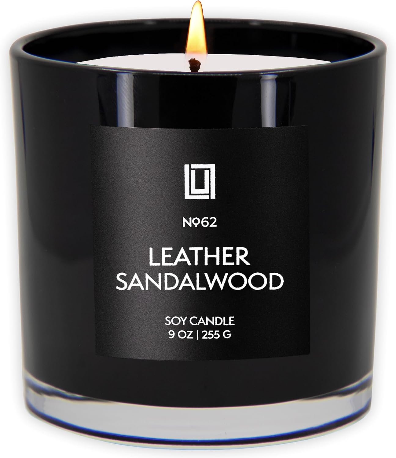 Lulu Candles | Leather & Sandalwood Scented Candle | Warm Sandalwood, Leather & Amber Fragrance | Luxury Soy Jar Candle | Highly Scented, Long Lasting Burn | Home Fragrance (9 Oz.)