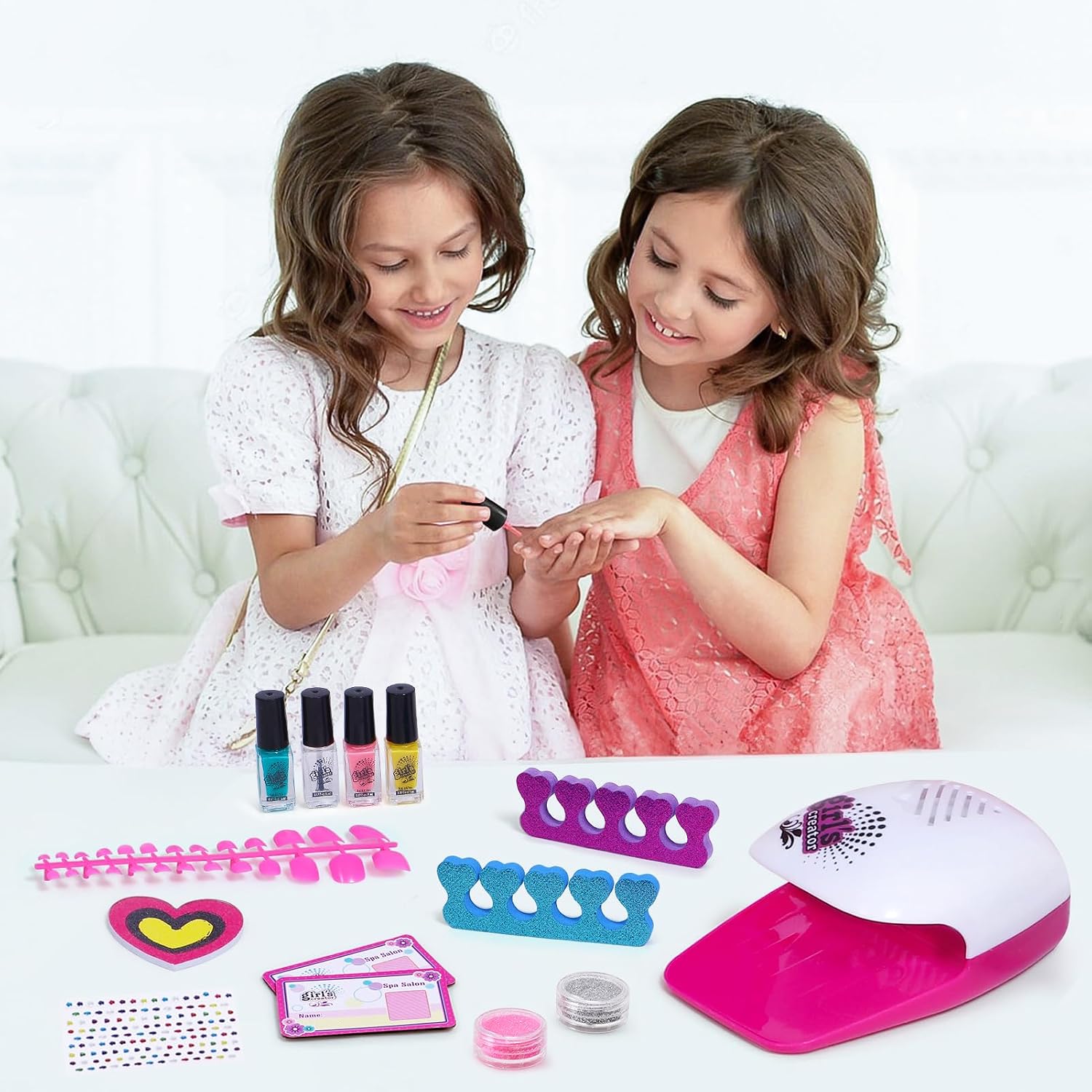 Golray Kid Foot Spa & Nail Kit, Girl Gift for 5 6 7 8-12 Year Old Toys Manicure Pedicure Art Salon, Massage Bubble & Music Foot Soak Tub, Spa Day Sleepover Party Supply Christmas Girl Birthday Gift