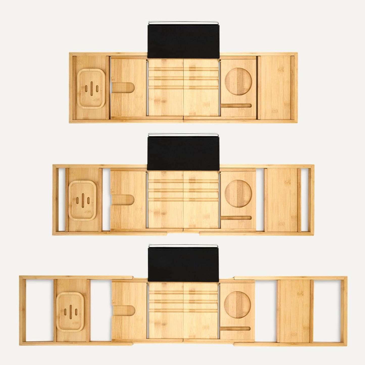 Amazon Basics Expandable Bamboo Bathtub Tray Caddy, 29.5-43 in, Spa Bath Organizer