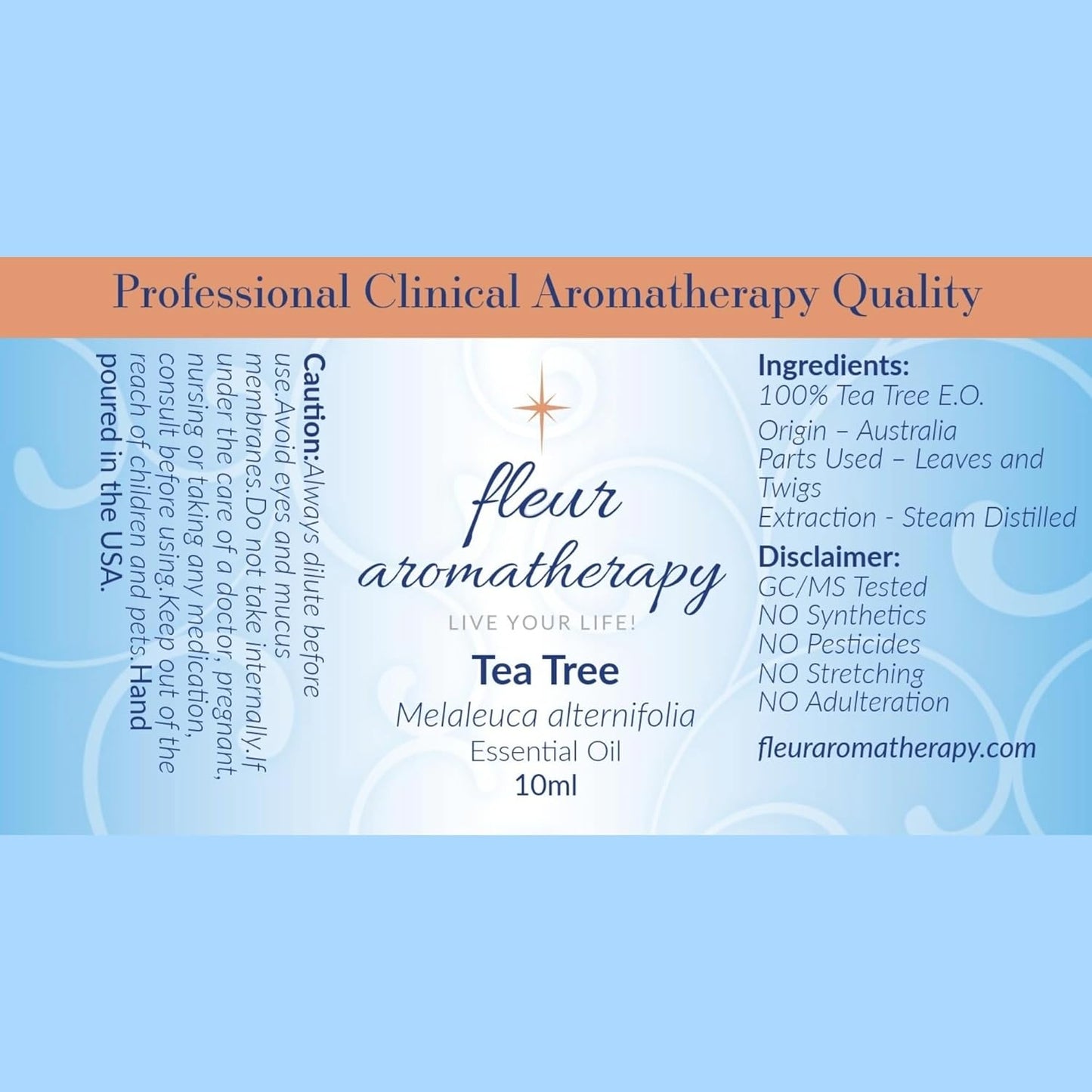 Tea Tree Essential Oil 10ml – 100% Pure Melaleuca alternifolia – Steam Distilled – GC/MS Tested – Fresh, Medicinal & Clarifying Aroma – Professional Clinical Aromatherapy Quality – Fleur Aromatherapy