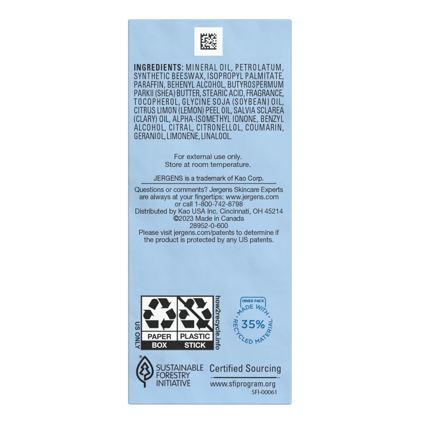 Jergens De-Stress Essential Oil-Scented Stick, Aromatherapy Stick with Lemon and Clary Sage Essential Oils, 0.9 Oz