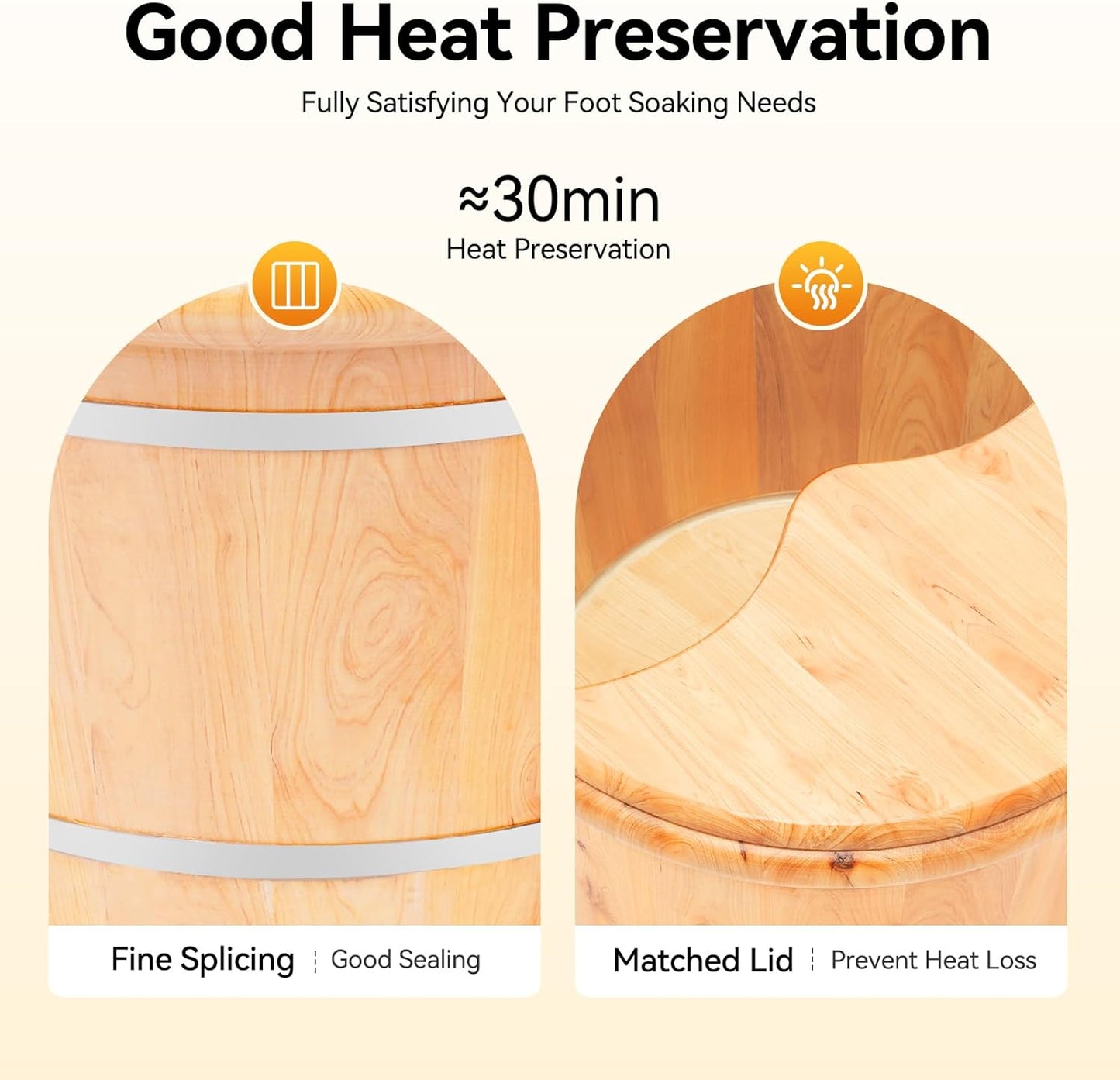 Wooden Foot Baths Bucket, Foot Massage Barrel, Thickened Spa Soaking Tub for Relaxation, Washing and Sauna, Relaxation, Wooden Foot Soaking Tub with Heat Retention