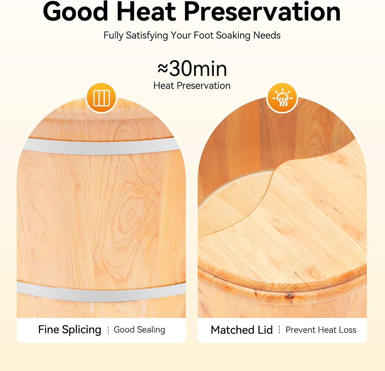 Wooden Foot Baths Bucket, Foot Massage Barrel, Thickened Spa Soaking Tub for Relaxation, Washing and Sauna, Relaxation, Wooden Foot Soaking Tub with Heat Retention