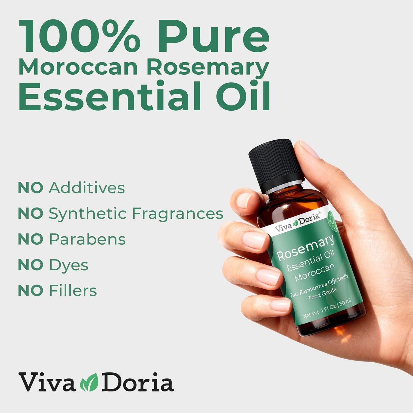 Viva Doria Rosemary Essential Oil, 100% Pure, Natural Essential Oil, Undiluted, for Aromatherapy | Food Grade, 30 mL (1 Fluid Ounce)