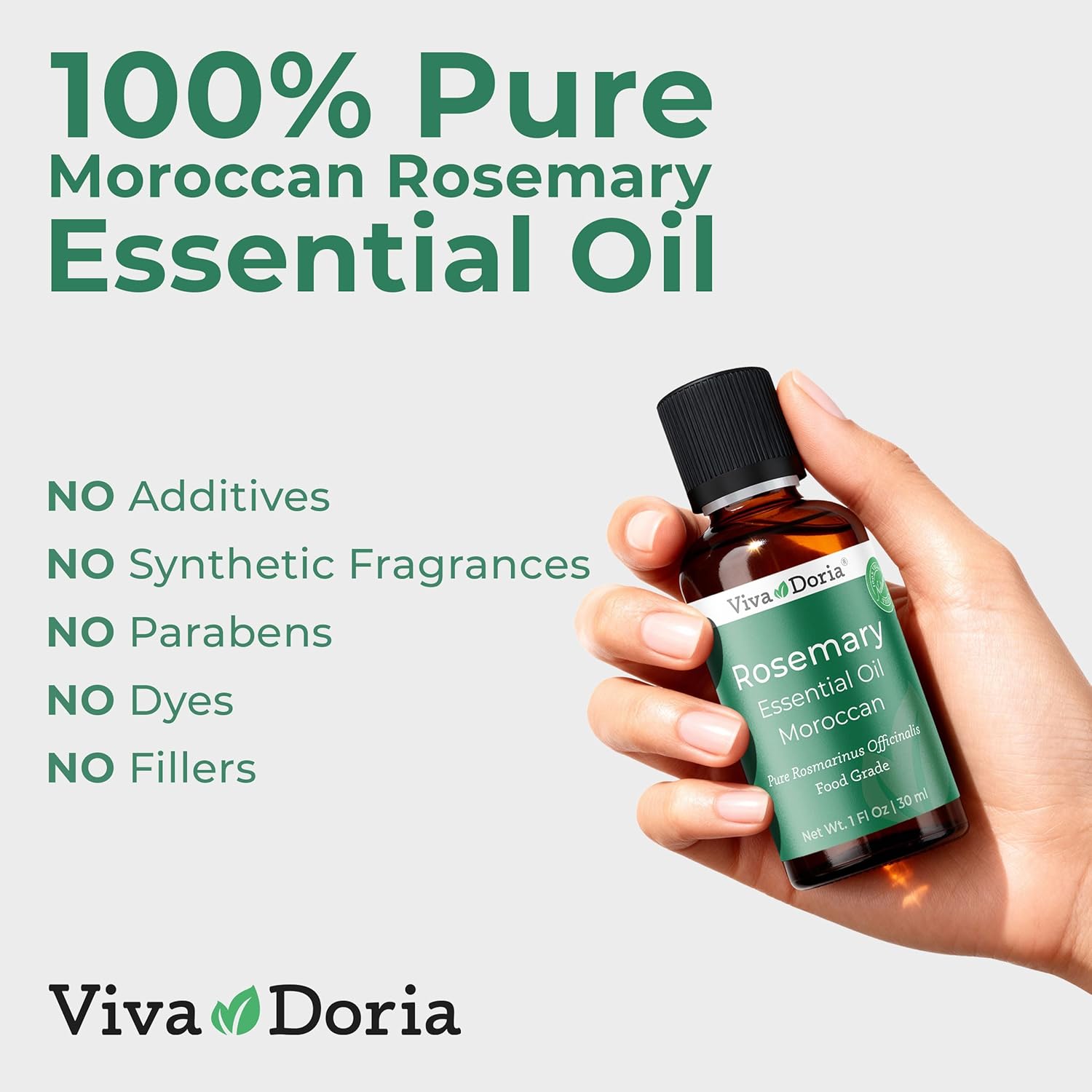 Viva Doria Rosemary Essential Oil, 100% Pure, Natural Essential Oil, Undiluted, for Aromatherapy | Food Grade, 30 mL (1 Fluid Ounce)
