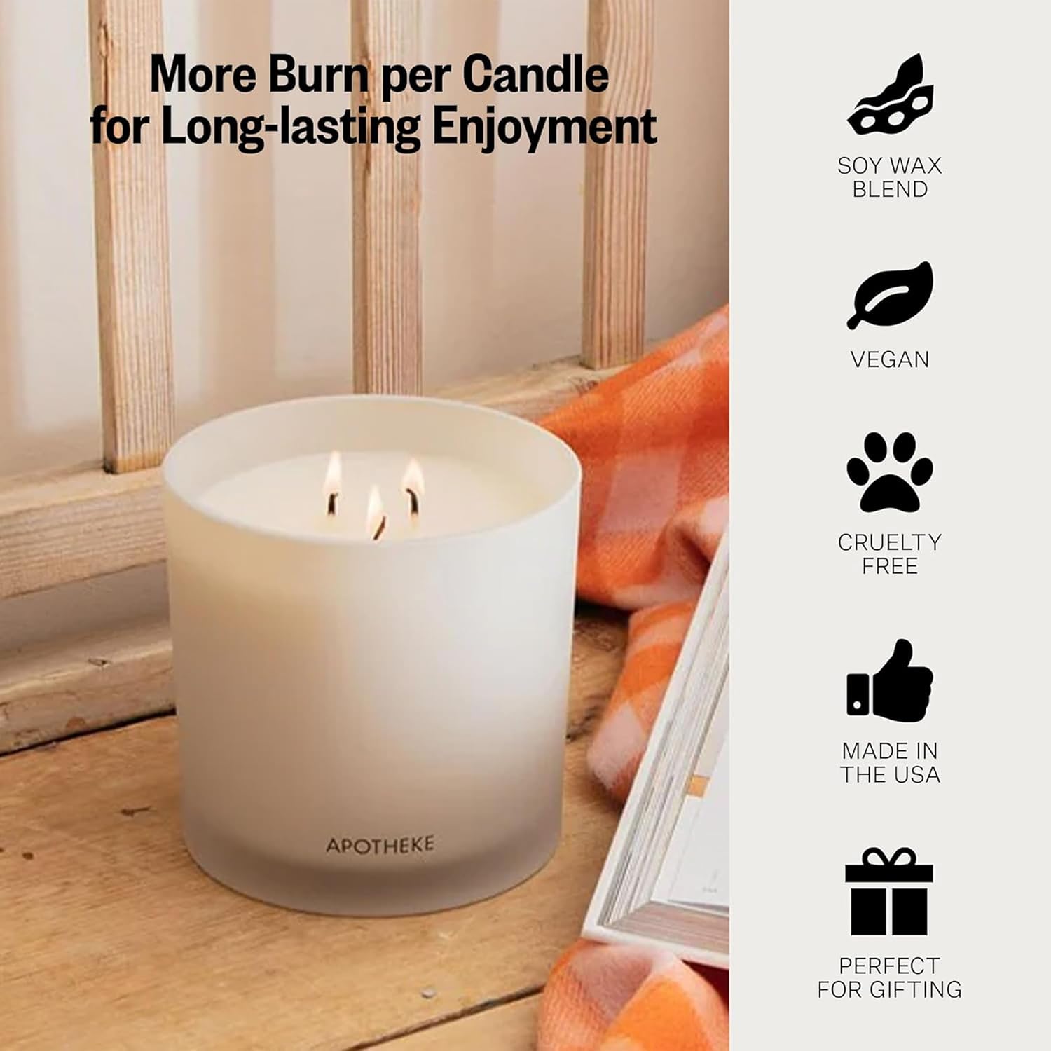 Apotheke 3-Wick Scented Candles for Home, Santal Rock Rose - 26 oz Soy Wax Jar Candle Gift for Women - Long-Lasting Fragrance with Perfume-Grade Essential Oils - Sandalwood, Rose, Musk & Leather
