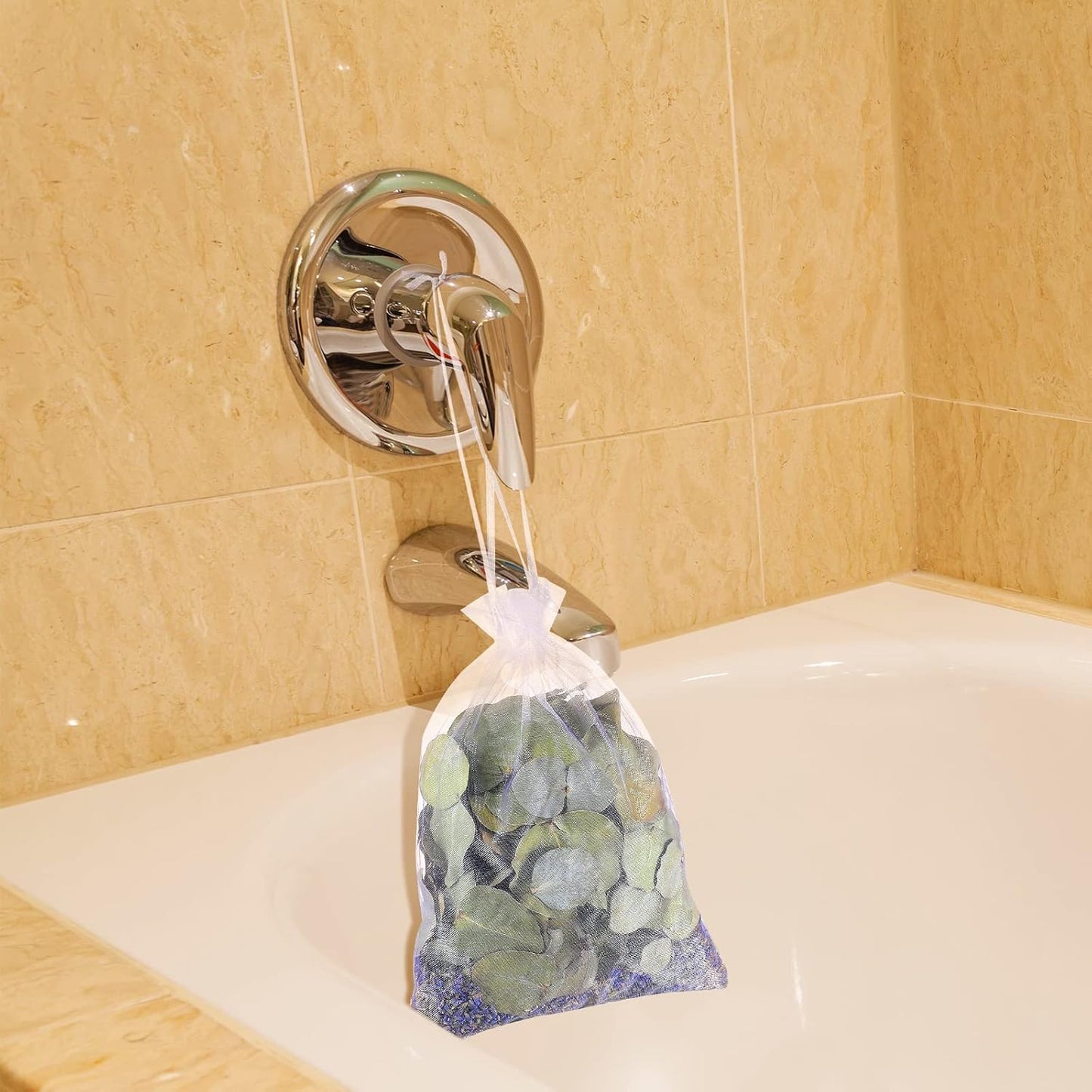 3 Set Dried Eucalyptus Lavender Shower Bath Pouches Eucalyptus Leaves Sachet Bags for Shower Preserved Natural Real Eucalyptus Leaves Lavender for Relaxation and Anxiety Relief
