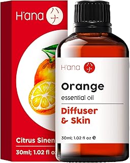 H'ana Orange Oil - 1.02 Fl Oz Orange Essential Oil for Hair, Skin, Diffuser, Aromatherapy & DIY