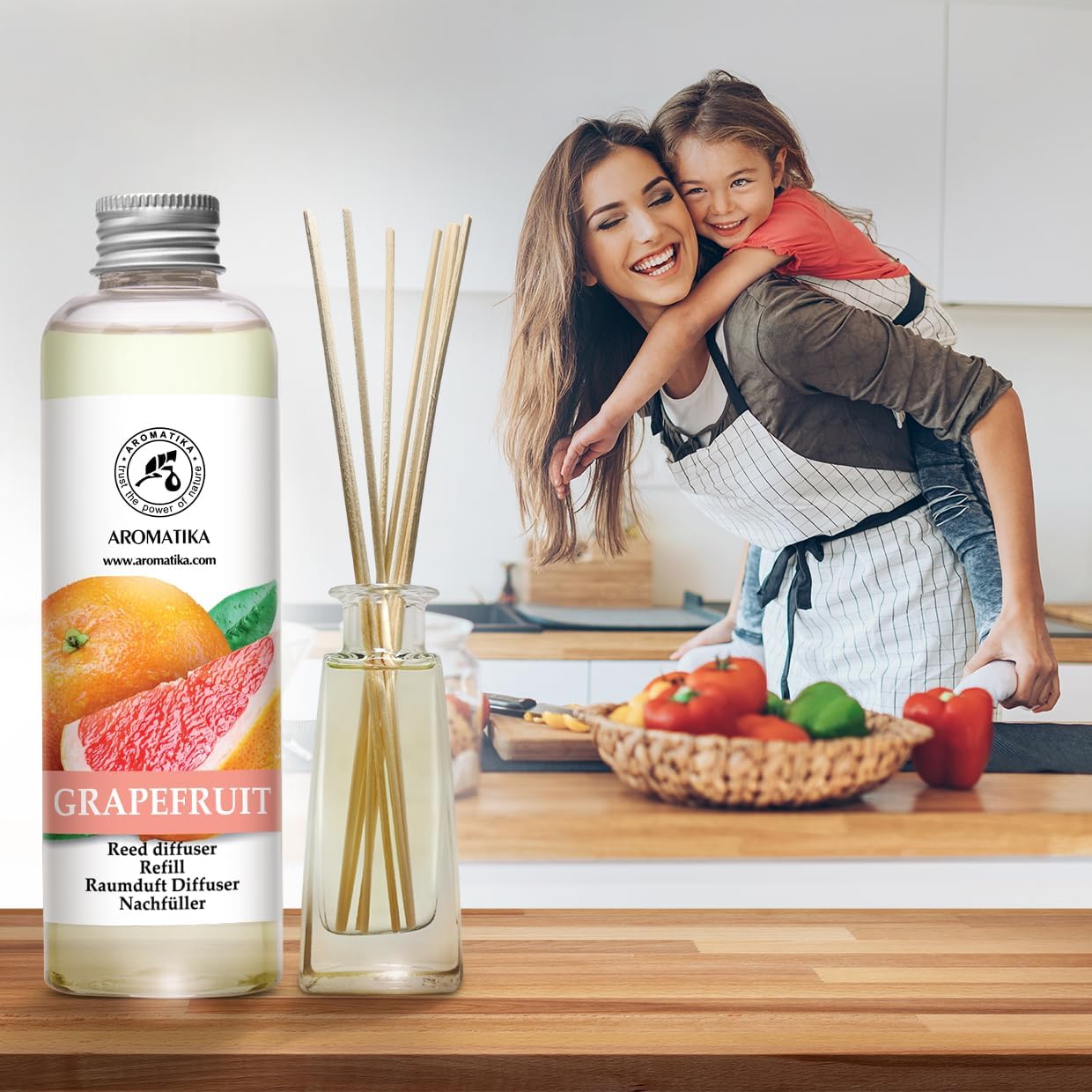 Reed Diffuser Oil Refill Grapefruit 6.8 Fl Oz (200ml) - Intensive & Long Fragrance for Room - Lasting Natural Room Scent - Refill for Office - Boutique - Restaurant - Aromatherapy