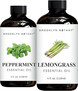Brooklyn Botany Peppermint & Lemongrass Essential Oils – 4 Fl Oz (Pack of 2) – 100% Pure & Natural – Premium Grade Aromatherapy Oils – Refresh & Relax Blend