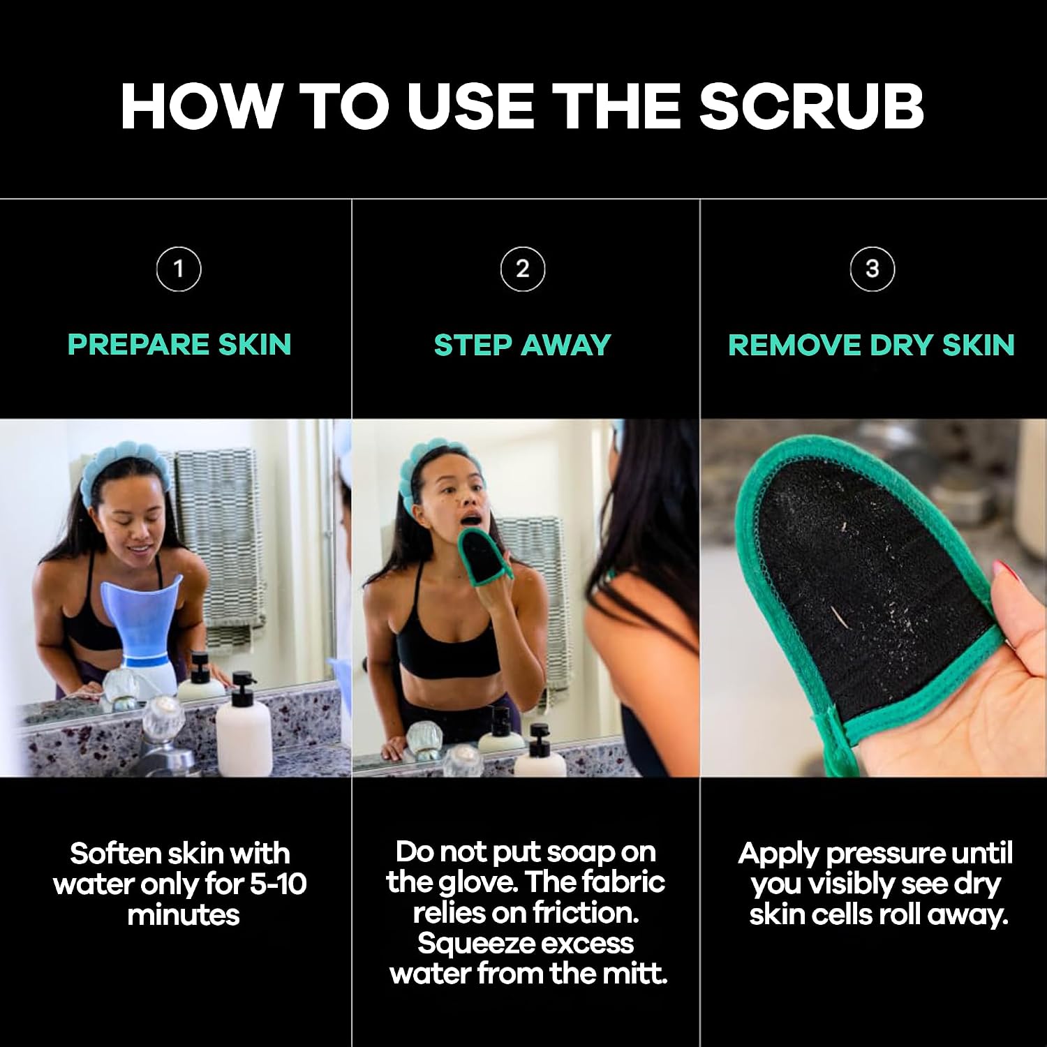 Dermasuri Deep Exfoliating Face Mitt - Scrubber, Dead and Dry Skin Remover for Men and Women - Exfoliator Gloves for Shower and Dry Use - (1 Pack)