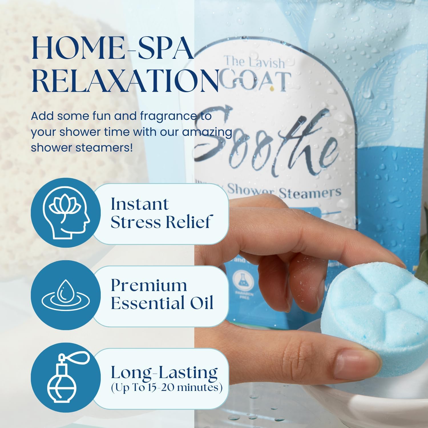The Lavish Goat USA Made Shower Steamers 21 Count – Aromatherapy Shower Bombs - Tablets for Relaxation & Stress Relief