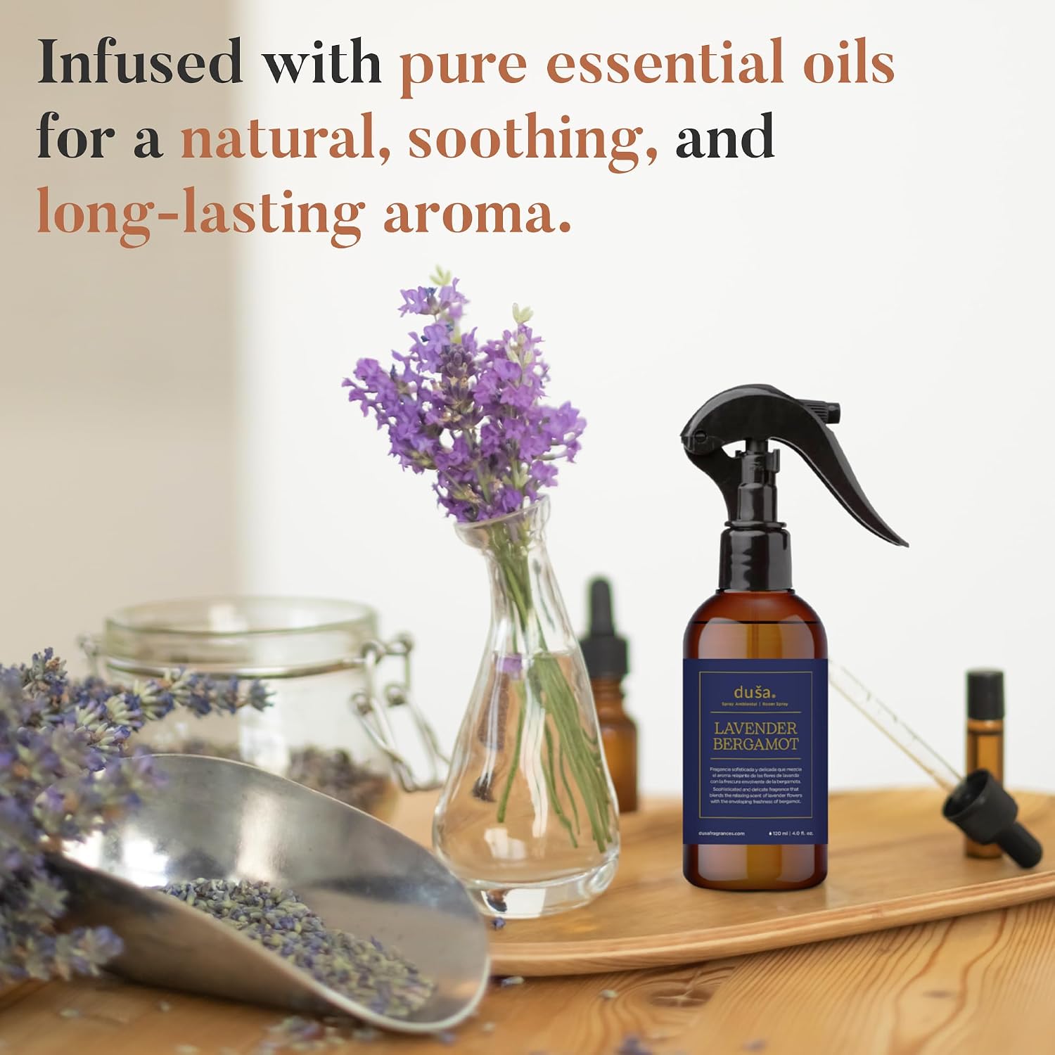 Dusa Lavender Sleep Mist – Calming Pillow & Room Spray with Essential Oils – Relaxing Aromatherapy for Deep Sleep – Fabric-Friendly & Odor Eliminating – 4 oz