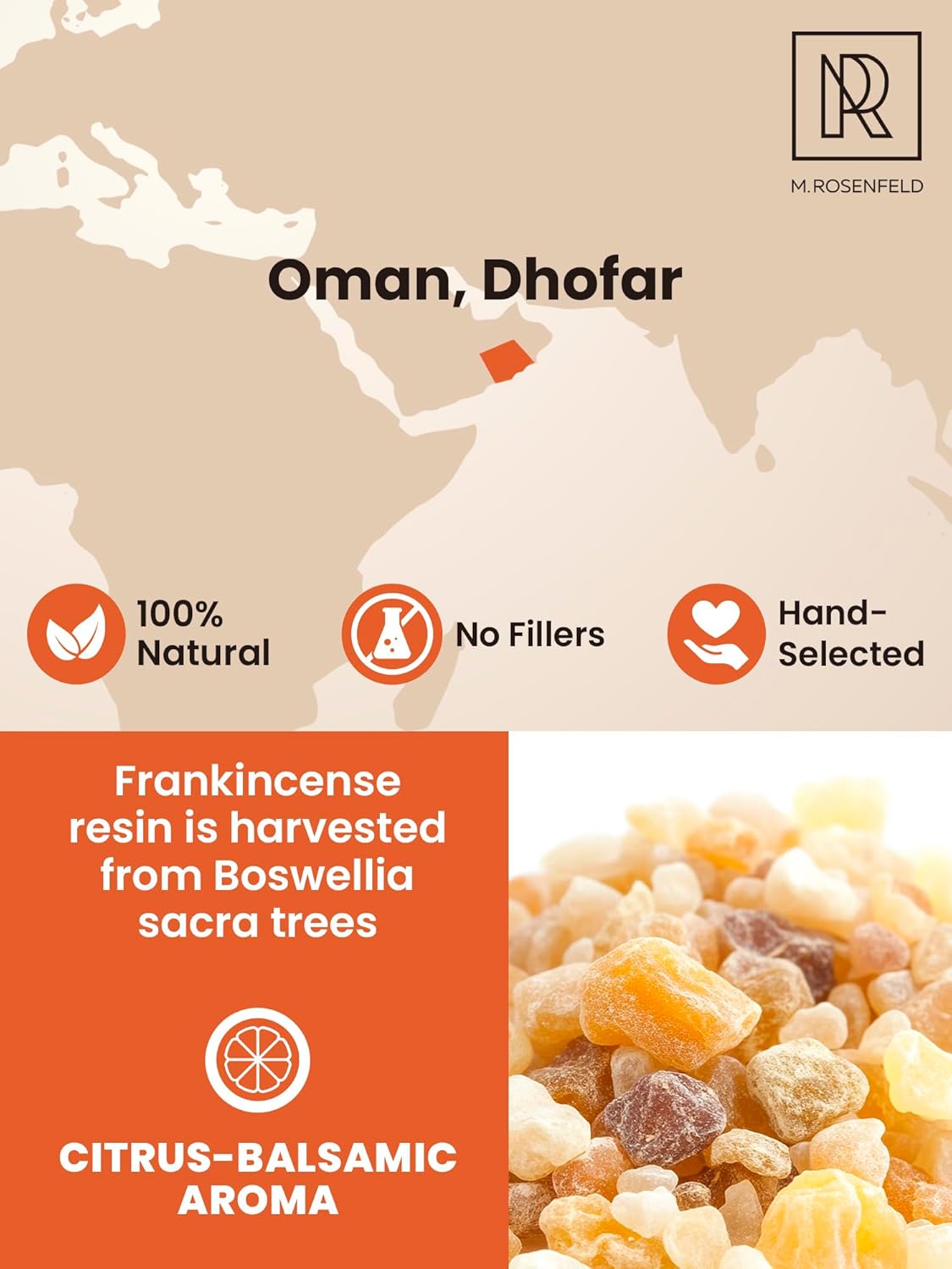 Pure Oman Frankincense Resin - 100% Natural Aromatic Tree Gum Sap, Soothes Mind & Enhances Meditation - 40g