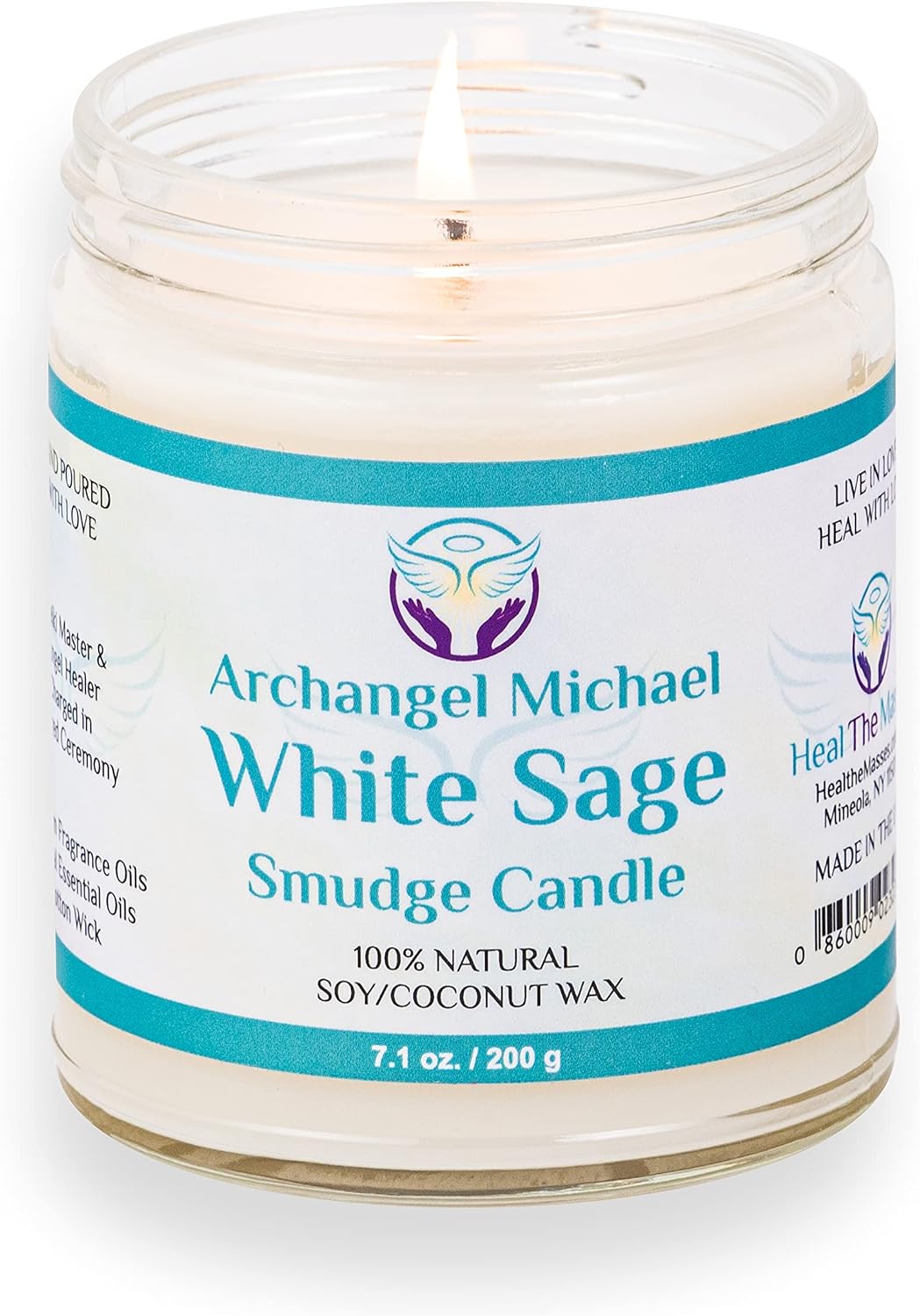 Heal The Masses White Sage Candles for Cleansing House Chakra Healing | Energy Cleansing Smudge Candle | Natural Aromatherapy Candle | Sage for Cleansing House Negative Energy (7 oz) (White Sage)