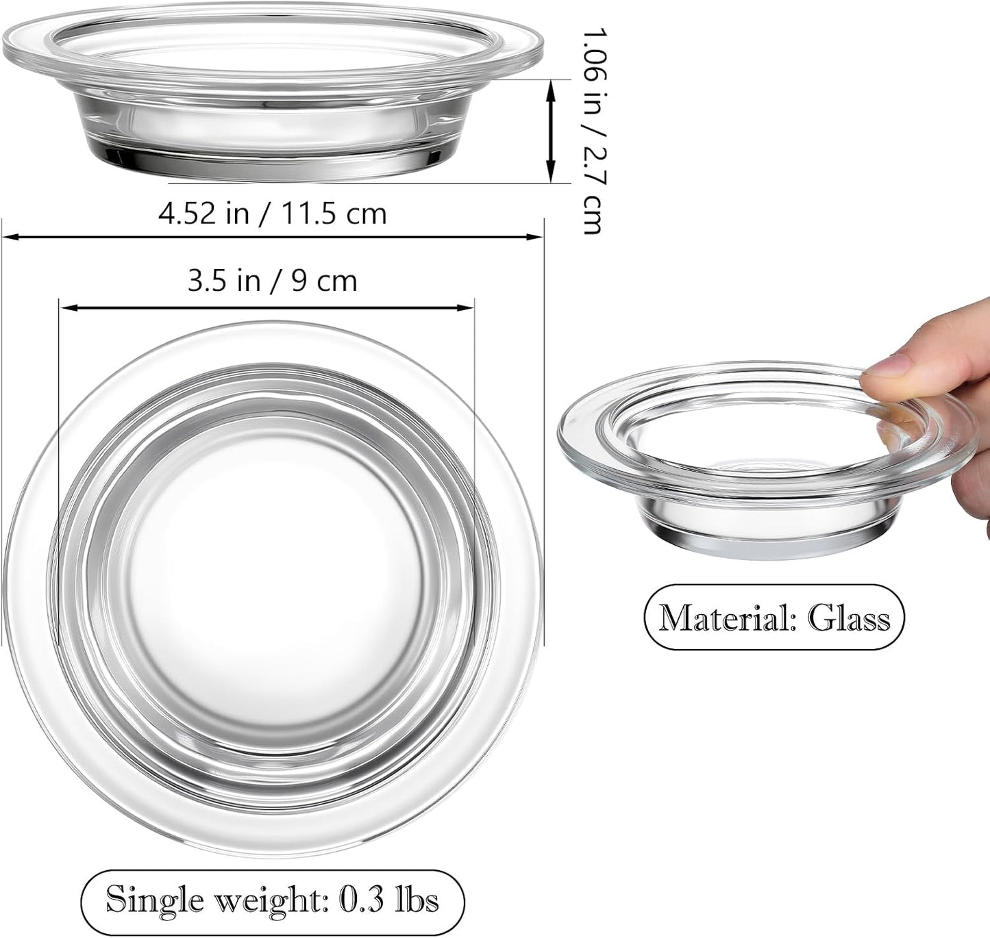 2Pcs Replacement Wax Heating Tray, 4.5in Glass Aromatherapy Tray Candle Melt Bowl, Wax Warmer Dish Oil Warming Plate, Candle Melting Burner Accessories Oil Warmers for Scents Heating