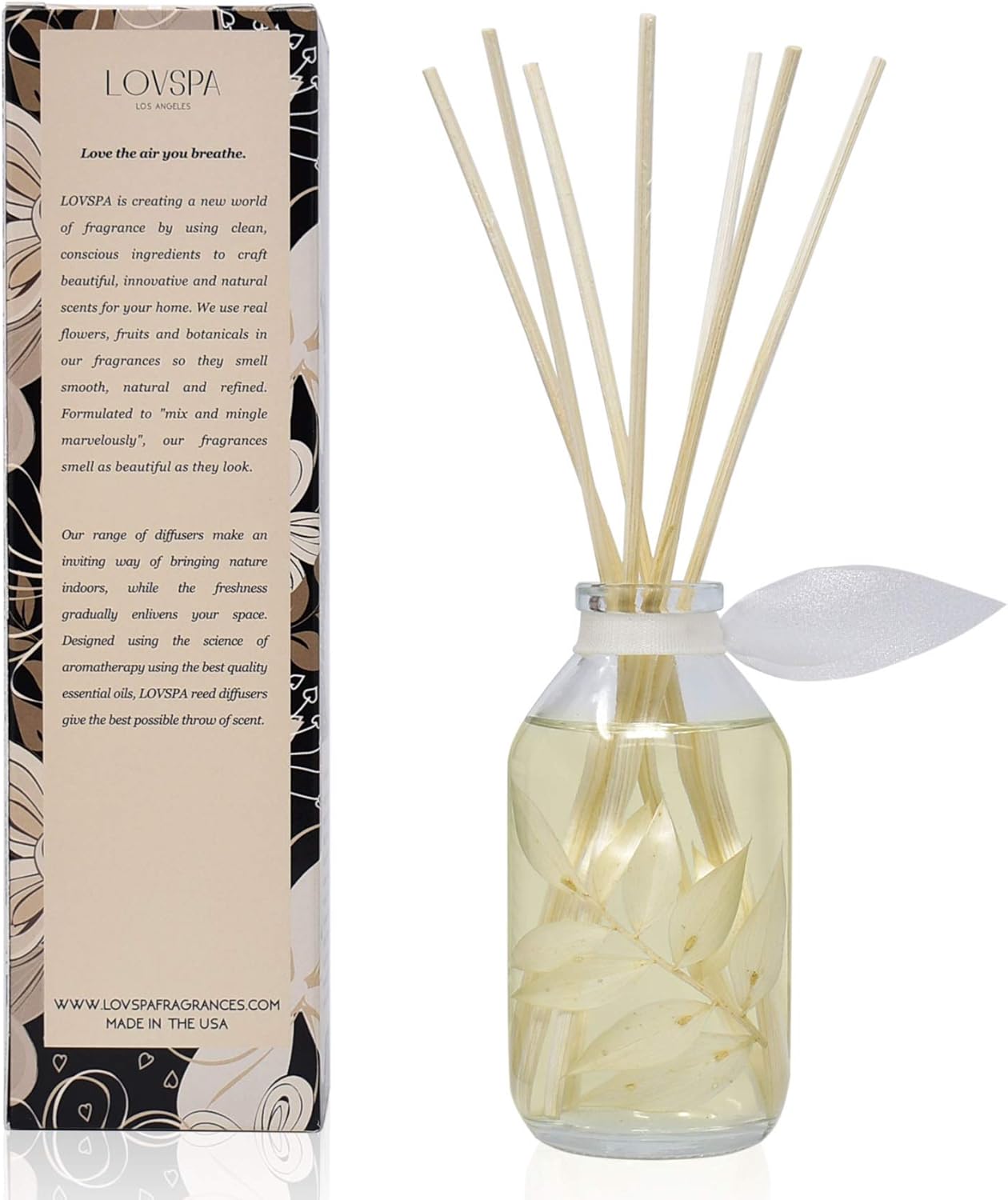 Reed Diffuser Set, Coconut & Eucalyptus Scented Oil Diffuser with Sticks, Home Fragrance Accessories for Bathroom Shelf Decor, Aroma Diffusers for Home or Office Desk, USA Made