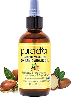 PURA D'OR USDA Organic Moroccan Argan Oil–100% Pure Cold-Pressed Virgin Grade–Treatment for Hair, Skin, Face, Body– Helps Dry Skin, Scalp Care, Split Ends, Nails & Cuticles 4 Oz - Hair Regrowth Tonic