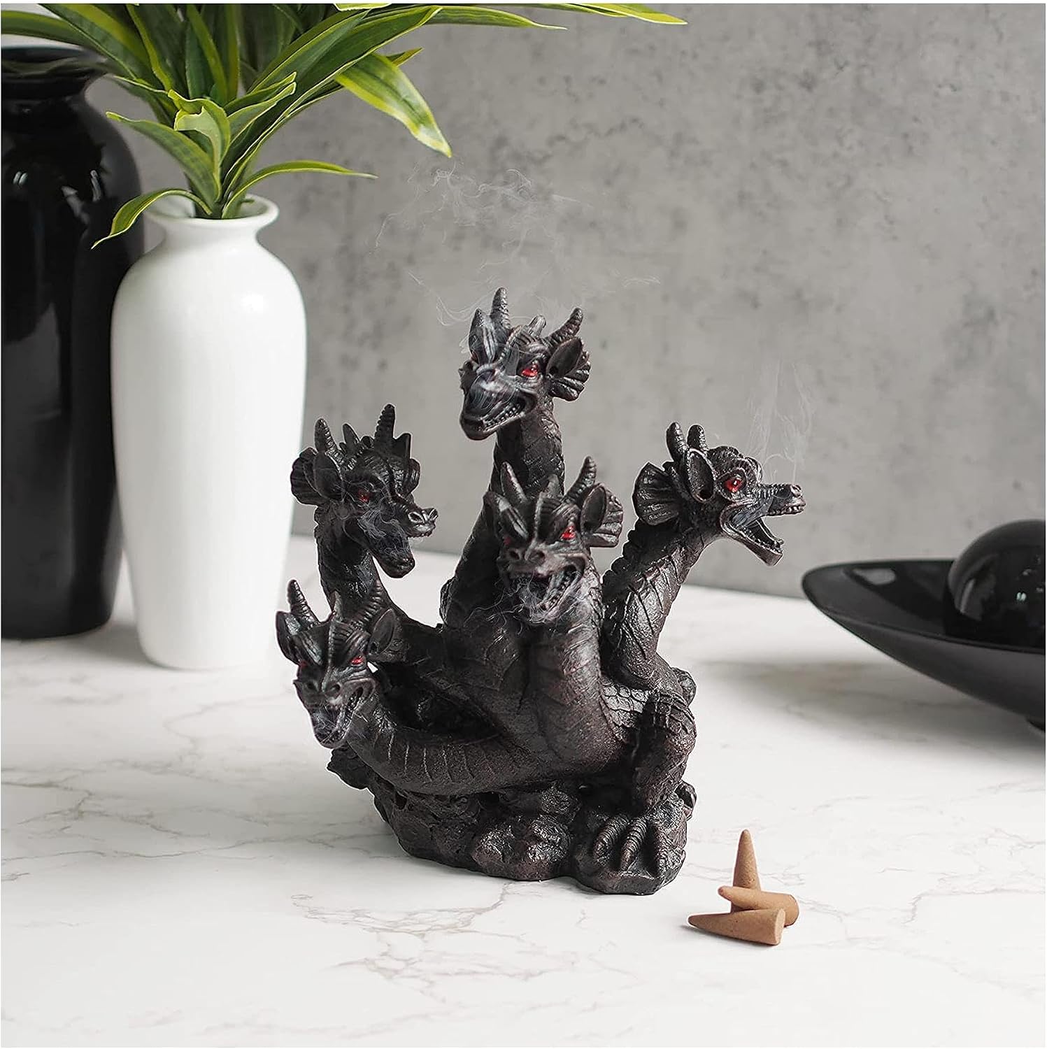 Hosley Resin Dragon Décor Statue Incense Cone Burner 8.5 Inch High, Ideal for Aromatherapy and Fantasy Décor Discover Mystical Elegance, Home Décor, Office, Spa