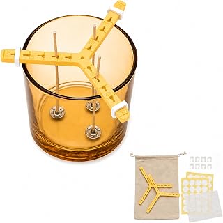 3-Wick Candle Holder | Wick Centering Tool | Includes 2 Sizes Wick Stickers (40 Large + 48 Small) + 1 Cotton Linen Bag | ABS Material for Better Heat Resistance