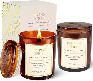 Scented Candles for Home,2 Pack Wood Wick Pumpkin Spice Scented Candles,22.6 oz Natural Soy Wax Candles with Gift Box,Long Lasting Candles for Home Decor,Gifts for Women