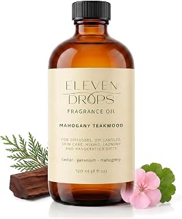 Mahogany Teakwood Fragrance Oil | Cedar, Geranium & Mahogany Notes | Long Lasting Scent Reed Diffuser Oil for Home, Office, Hotel, Car & Linen Spray | Pet Friendly IFRA Compliant, 4 oz