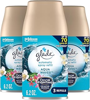 Glade Automatic Spray Refill, Air Freshener for Home and Bathroom, Aqua Waves, 6.2 Oz, 3 Count