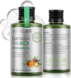 AIPILER Batana Oil for Hair Strenthening: Dr Sebi 100% Pure and Raw Honduras Hair Treatment Oil - Pre or Post Shower Hair care for Curly/Coily/Wavy Hair 3.38 fl oz(Rosemary)