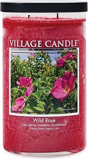 Village Candle Wild Rose Large Tumbler Glass Jar, Scented Candle, 19 oz., Pink