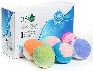 360Feel Bath Fizzies Bombs Handmade Soap Gift Essential Oil Organic All Natural Bath gifts for Men Women Set 6