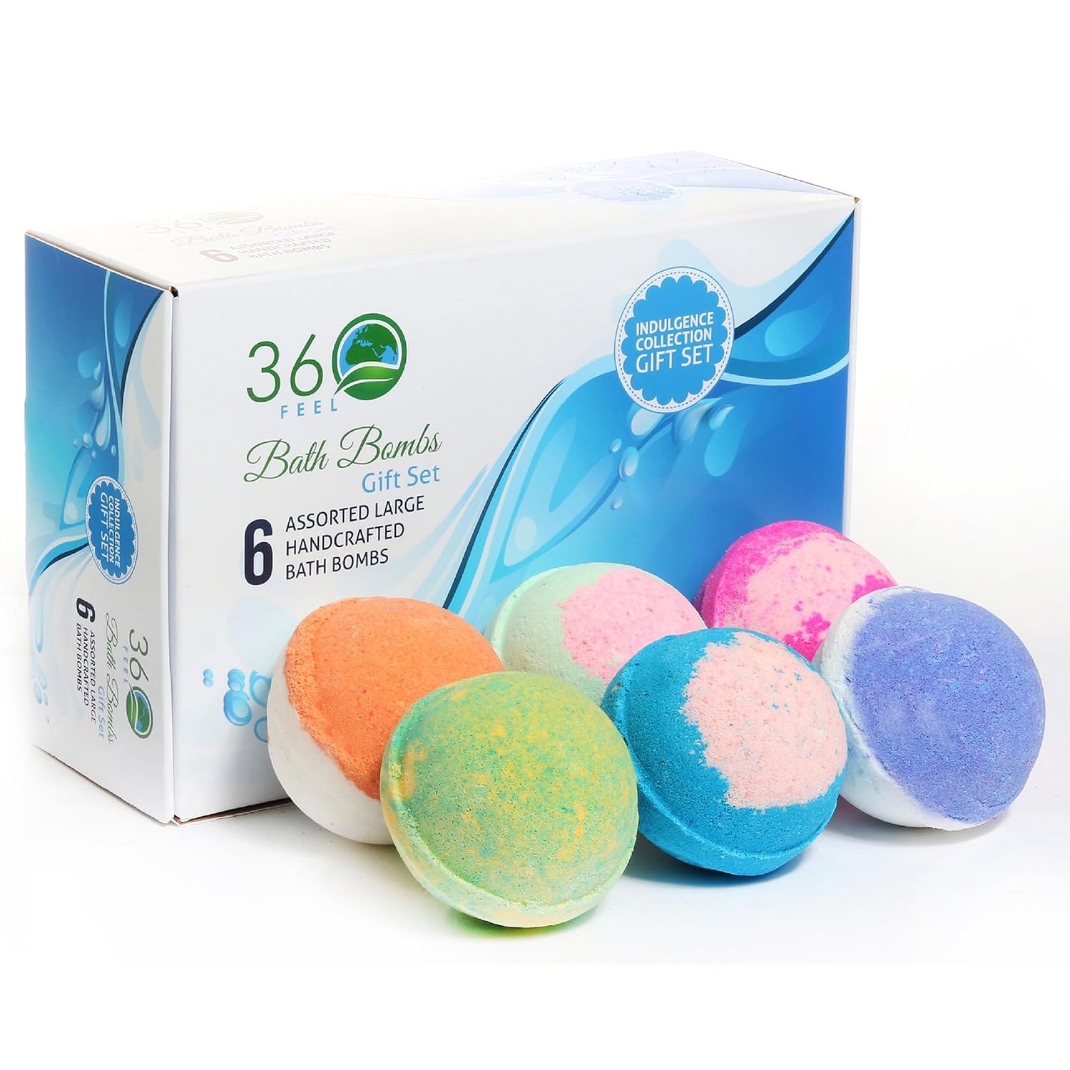360Feel Bath Fizzies Bombs Handmade Soap Gift Essential Oil Organic All Natural Bath gifts for Men Women Set 6