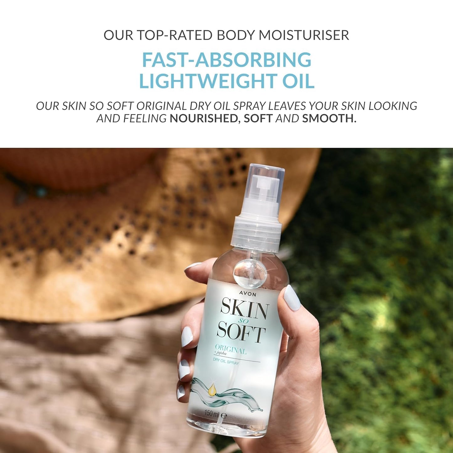 AVON SKIN SO SOFT Original JOJOBA Dry Oil Spray (5 Fl. Oz) Each – Travel-Friendly Luxury Lightweight Body & Hair Oil Mist – Fast-Absorbing, Non-Greasy, Silky Smooth Finish 150ML (2-PACK)