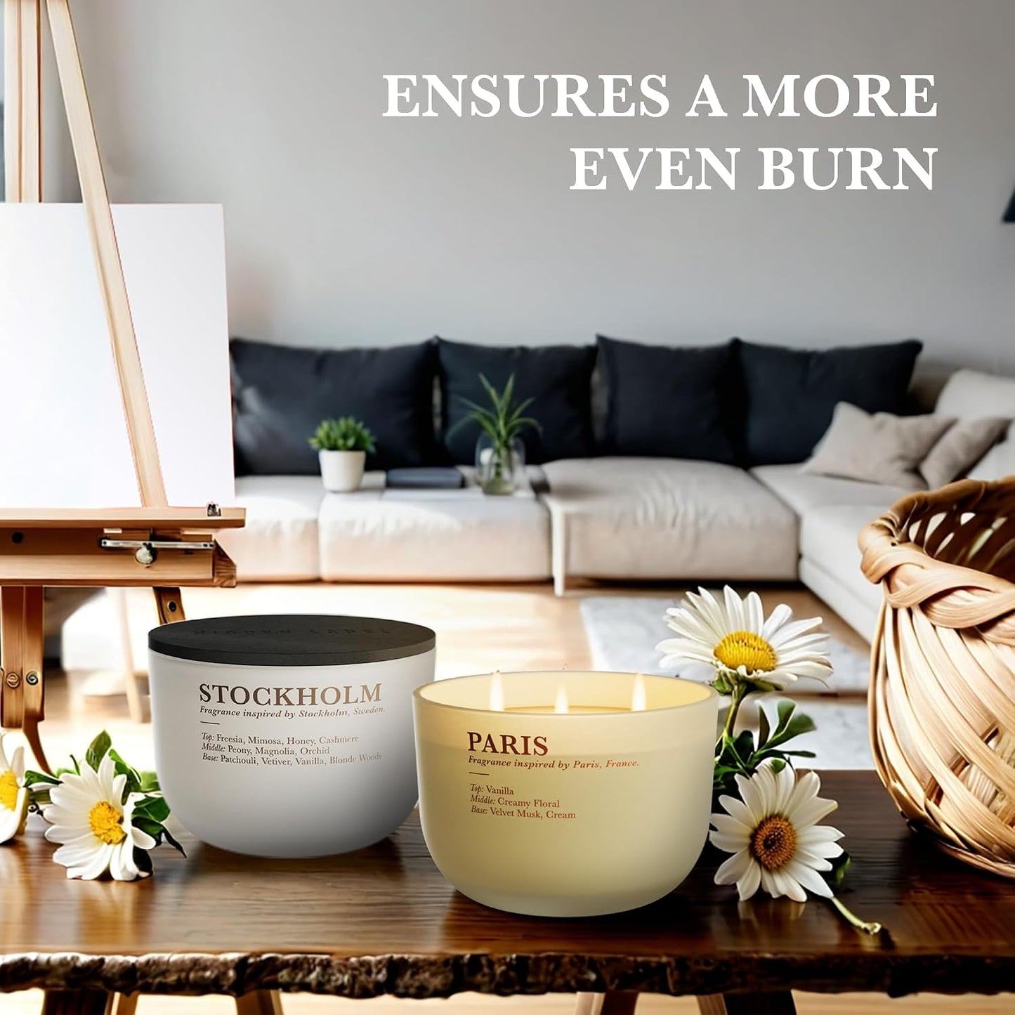 Vanilla Cream Scented Candle, 3 Wicks, 16 oz Natural Candles Non Toxic for Home Scented, Relaxing Aromatherapy Scented Candle,Big Soy Candle Gift for Women with Long-Lasting & Clean Burn