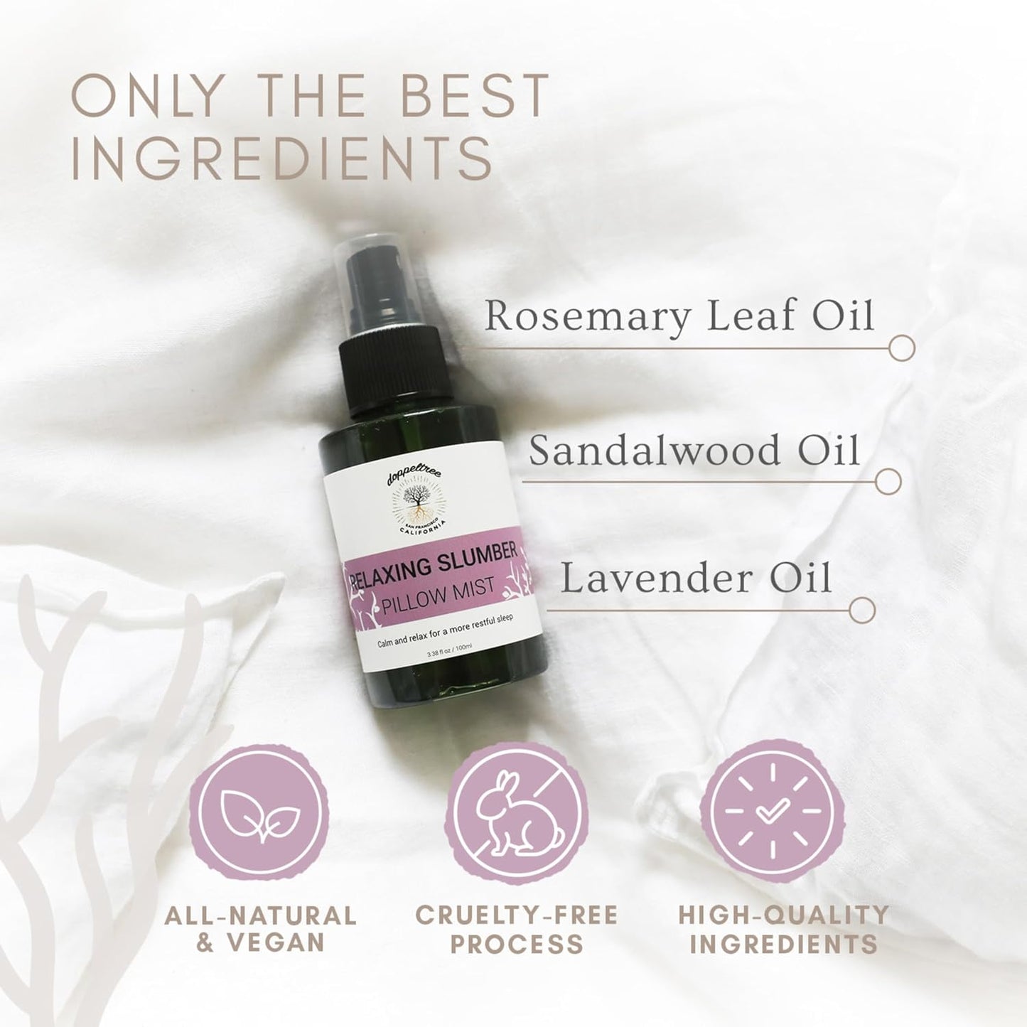 Doppeltree All Natural Pillow Spray for Sleep - Aromatherapy Lavender Mist for Acne and Linen Fabric Refresher with Essential Oil - Natural Sleep Aid