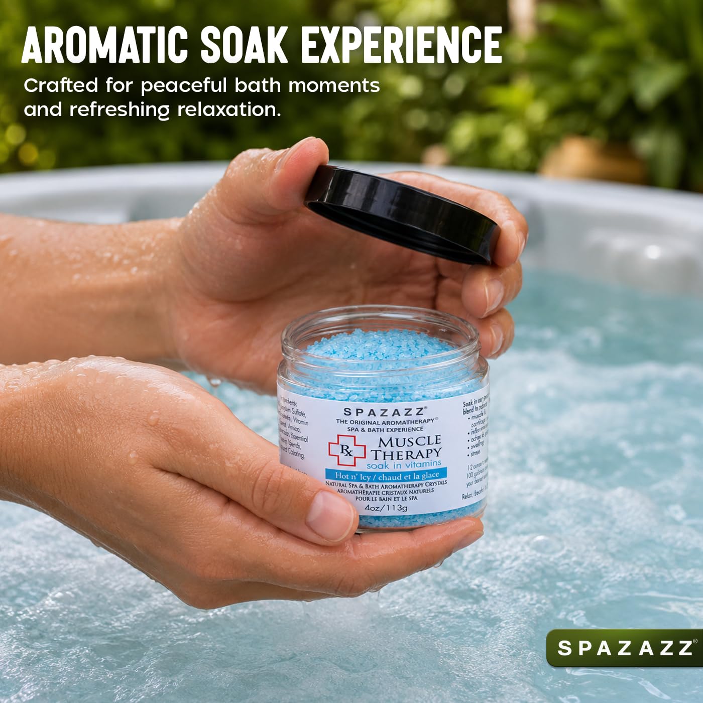 Spazazz RX Therapy Hot Tub Spa and Bath Aromatherapy Salt Crystals 4oz 8 Pack Sample Bundle Includes Muscle - Joint - Detox - Stress - Respiratory - Sport -Sleep - Energy. Great for Muscles & Joints