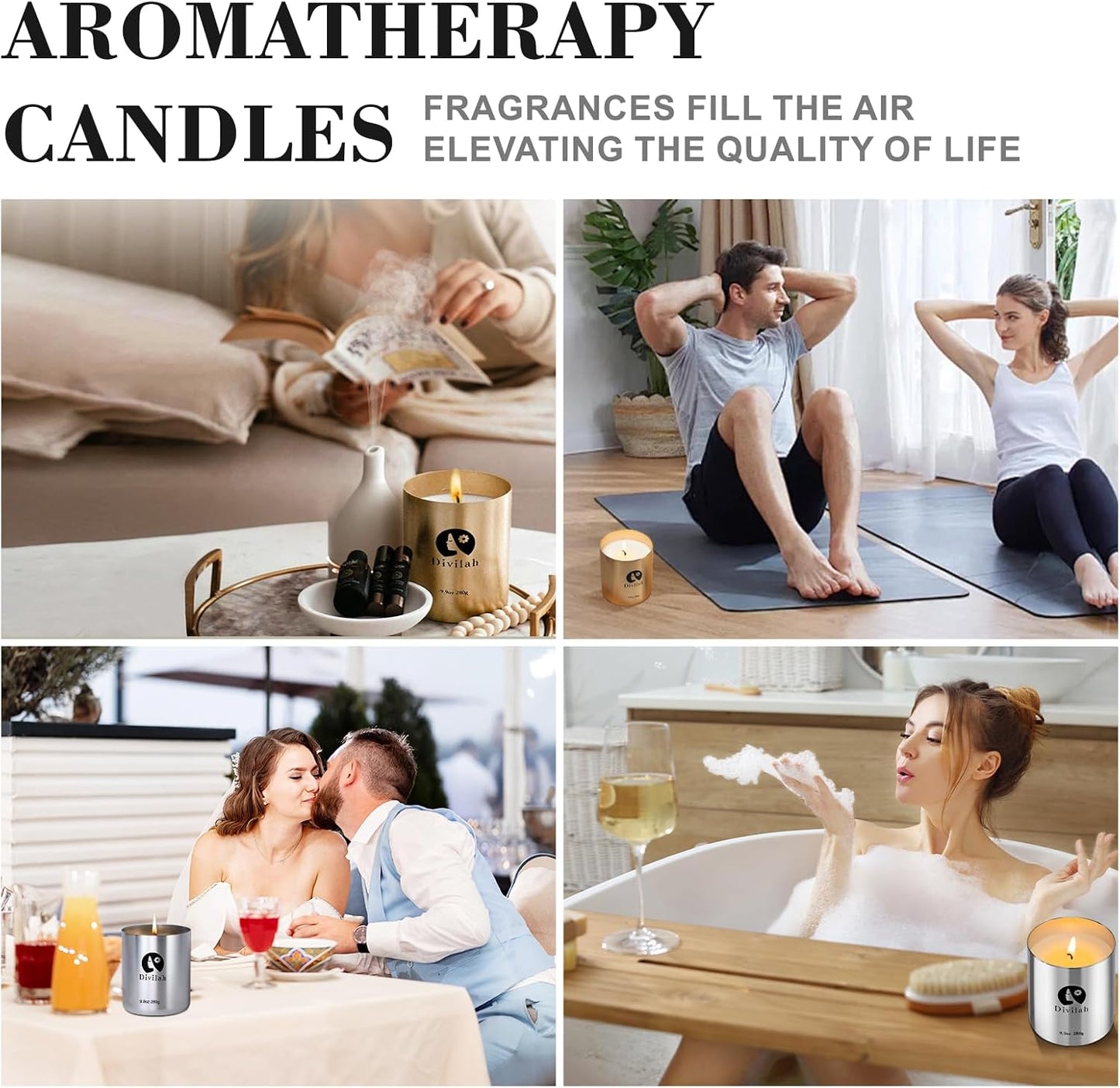 Lavender Scented Candles, 65 Hour Long Lasting Non Toxic Natural Soy Wax in Gold Aluminum Jar, Luxury Large Home Decorative Scented Candle, Relaxing Aromatherapy Gift for Women & Men, 9.9oz