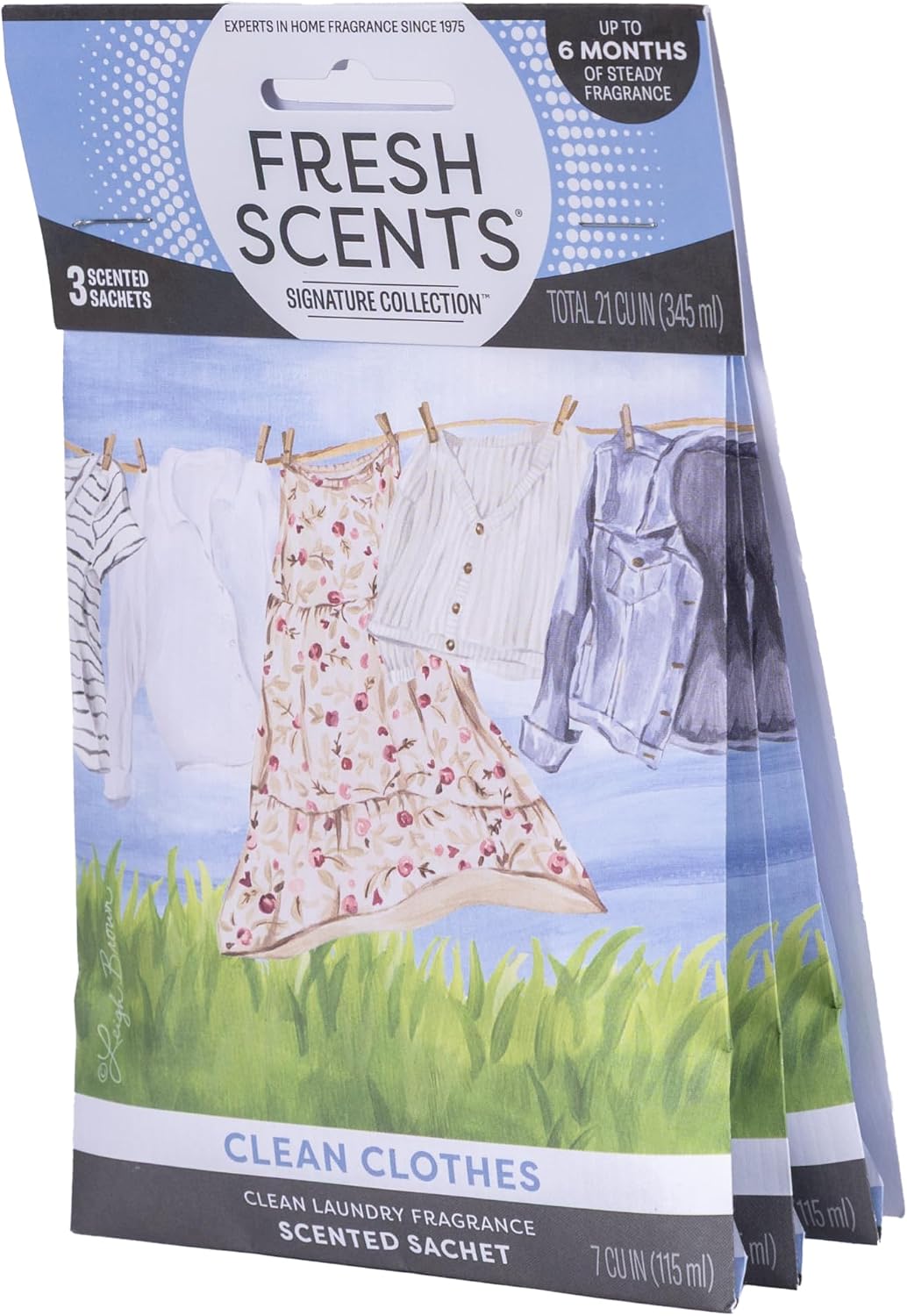 Fresh Scents | Scented Sachet Packet | Clean Clothes | Air Freshener Bags for Drawers, Closets, Cars | 3 Pack | Long Lasting Home Fragrance