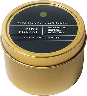 ScentAir Tin Candle - 3 oz. Soy Wax Blend Candle Hand Poured in Small Batches, Up to 20-Hour Burn Time, Seasonal Holiday Scent, Pine Forest