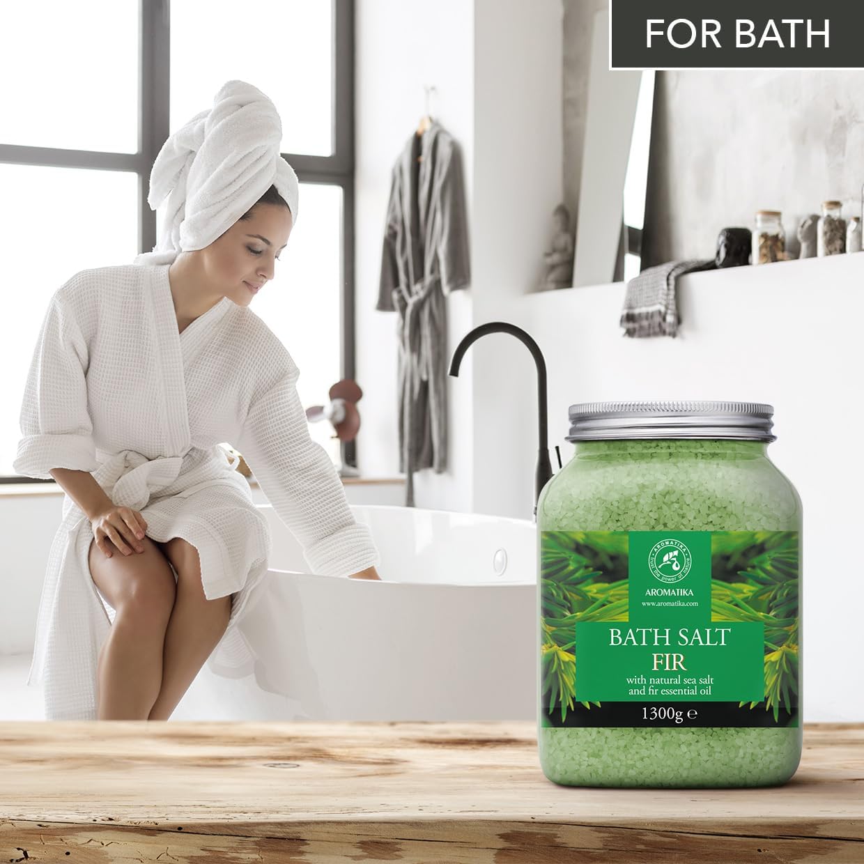 Fir Bath Salt with Natural Fir Essential Oil 46 Ounces - Natural Bath Sea Salt - Coniferous Salts - Best for Bath - Relaxing - Body Care - Beauty - Aromatherapy
