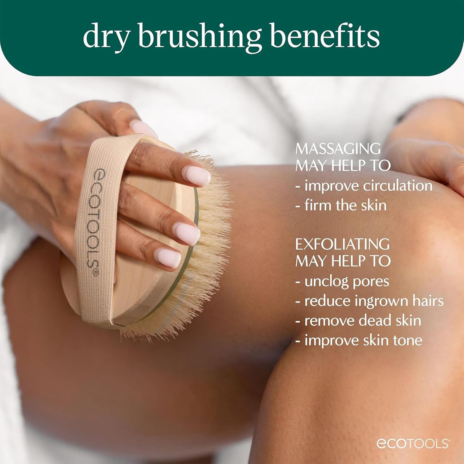 EcoTools Dry Body Brush 4-Pack – Exfoliating Body Scrubber for Dead Skin Removal, Cellulite Massage, Circulation
