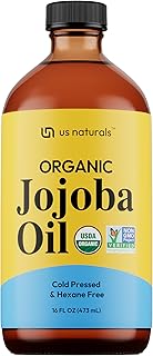 Us Naturals 16oz Organic Jojoba Oil – Glass Bottle – USDA Certified Organic & Non-GMO – 100% Pure, Cold-pressed, Unrefined, Hexane-free – Premium Glow-Boosting Oil