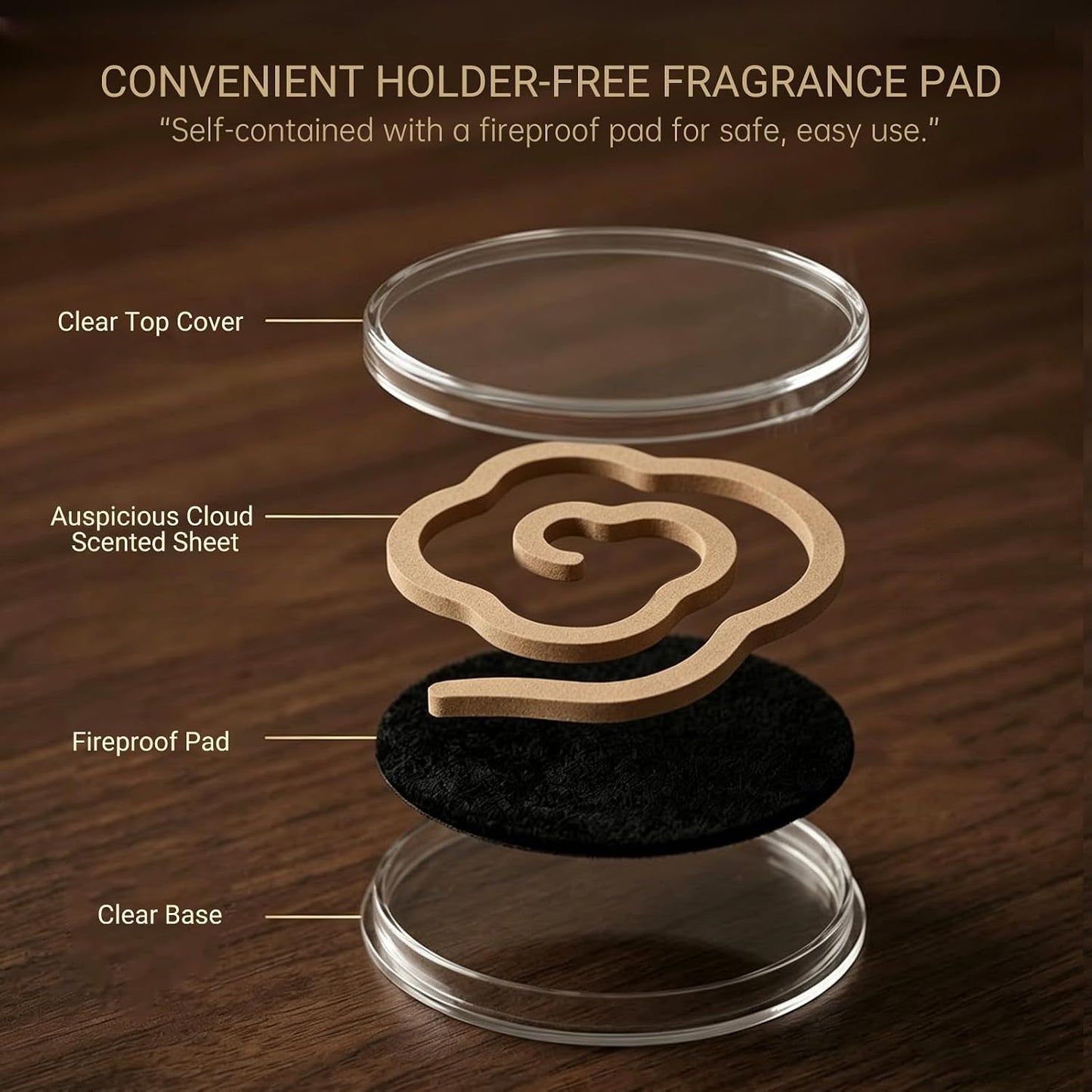 Osmanthus Incense - Cloud Shape Coil Incense, Easy to Use with Fireproof Cotton, 20 Discs 50 Min Burn Time Each, Natural Home Fragrance for Relaxation, Bedroom, Gift