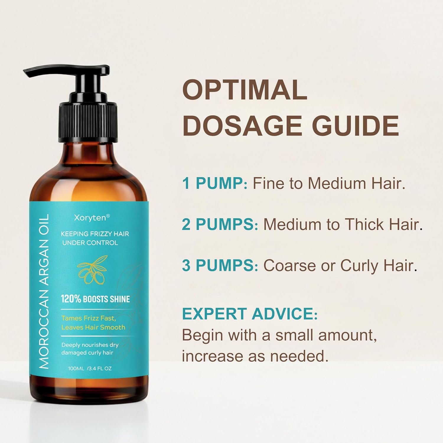 Moroccan Argan Oil – Nourishing & Smoothing Hair Oil for Long,Curly, Dry,Frizzy& Damaged Hair – Moroccan Hair Oil Treatment for Heat Protection & Frizz Control–3.4 Fl Oz