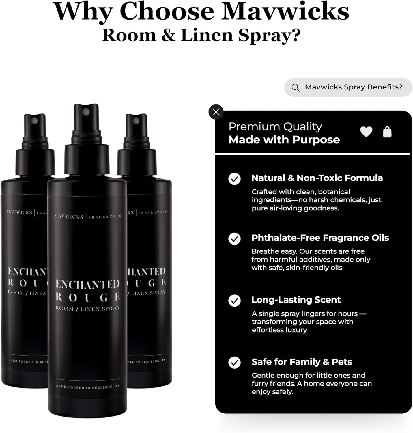 Mavwicks Fragrances - (Enchanted Rouge) Linen & Room Spray (8oz) – Bedroom & Home Fragrance Mist, Long-Lasting Freshness To Brighten Up Your Space, Fabric & Air Freshener, Aromatherapy Scent Spray
