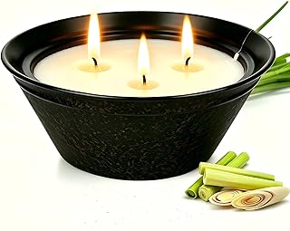 Citronella Candles Outdoor Large 23oz 3-Wick Natural Citronella Lemongrass Soy Wax Bucket Candle Up to 100 Hours Outdoor Candles for Patio,Yard,Fishing,Home Decor,Backyard in Summer