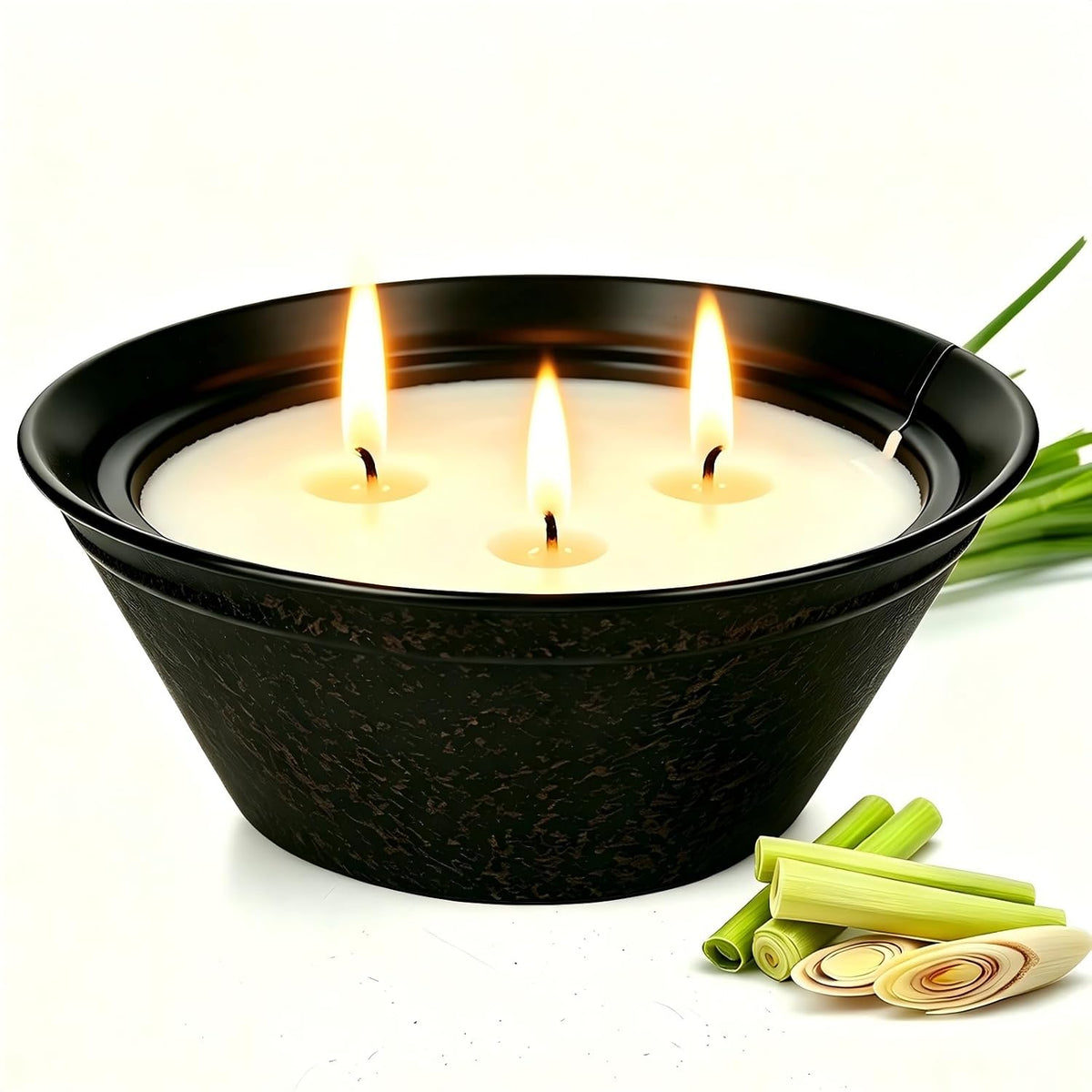 Citronella Candles Outdoor Large 23oz 3-Wick Natural Citronella Lemongrass Soy Wax Bucket Candle Up to 100 Hours Outdoor